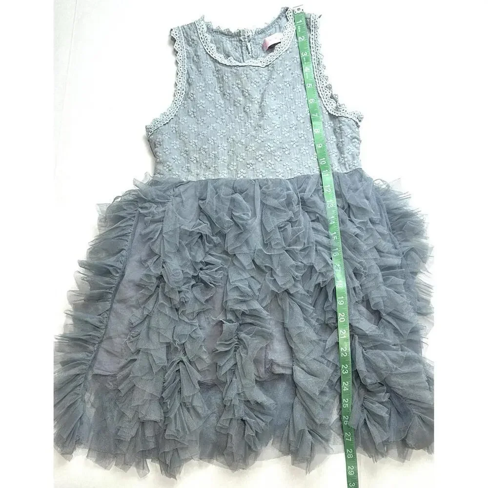 Hudiehua Girls Tutu Dress Tulle Sleeveless Floral Lace Gray  Size 130 cm US 8 - Picture 10 of 14